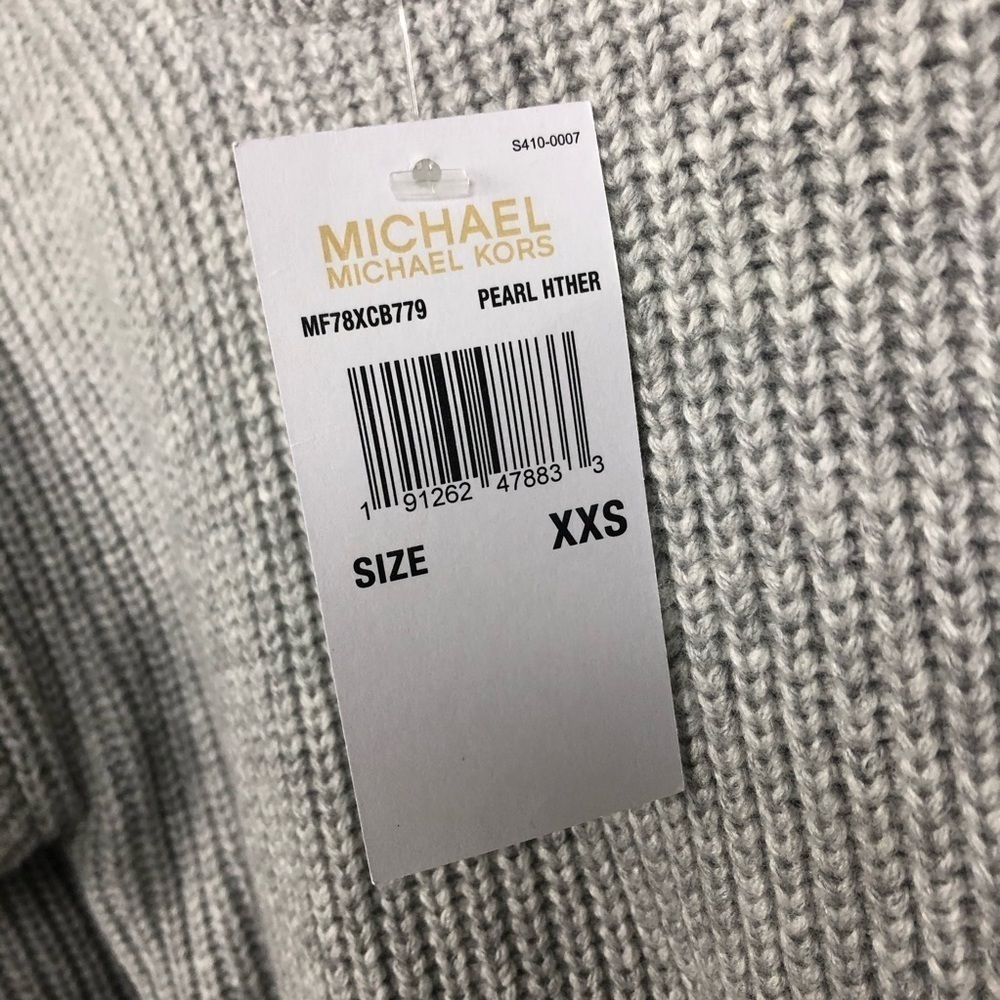Michael Kors Ruffled Ribbed Sweater Dress Gray XXS - Picture 4 of 11